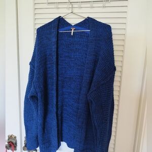 Free People Cardigan Sweater Womens Medium Blue Oversized Open Front High Hopes
